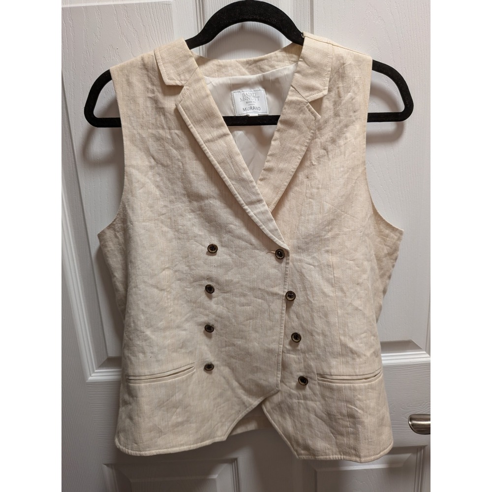 Murano Baird McNutt Irish Linen Vest Cream Double Breasted Waistcoat Mens M